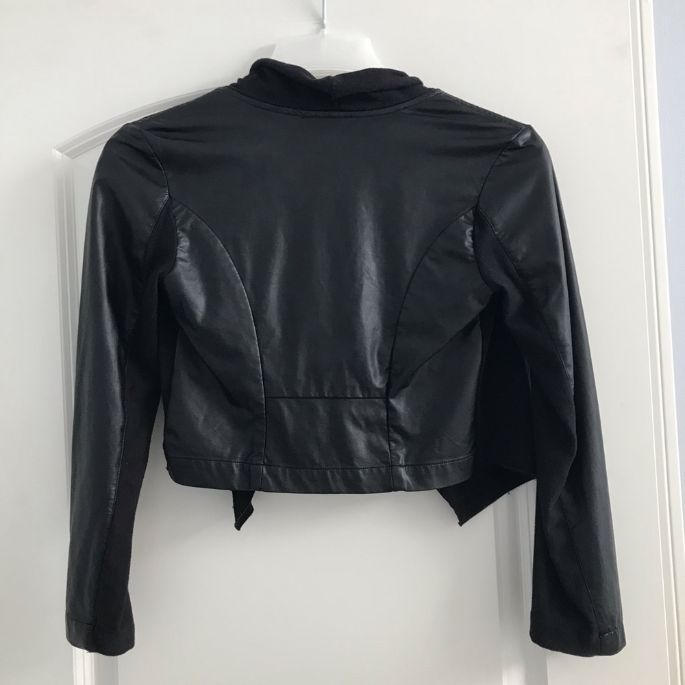 Black Leather Accent Cardigan